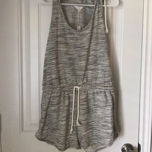 Heather grey romper with hoodie!